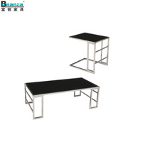 Table basse en verre style européen, table moderne, pieds en métal