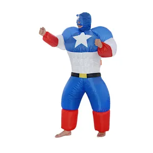 Adult Size Cosplay Movie Cartoon Character Captain Of America Inflatable Costume For Halloween