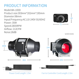 6-inch điều khiển thông minh thông gió vô cực ống Thủy Canh Quạt thông gió với nhiệt độ độ ẩm Điều khiển 220V OEM tùy chỉnh - Product Image 6