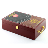 Boîte à vin en MDF avec incrustation en PU faite à la main avec logo personnalisé pour 2 bouteilles, impression dorée, boîte cadeau, poignée en métal, doublure en velours, gravure au laser