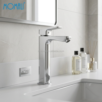 Grifo Momali de latón macizo para lavabo de hotel, montado directamente en el encimera, con agua fría y caliente, mezclador para lavabo de baño, grifo para fregadero de uso doméstico