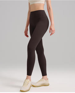 Mallas para correr de cintura alta con logotipo personalizado, mallas de gimnasio de secado rápido, pantalones de yoga ligeros con sensación de desnudo para mujer - Product Image 4