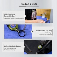 Subbank Wholesale Sublimation U-Shape Retractable Badge Reel Custom Printed Carabiner Key Reel 360 °   Porte-clés rotatif