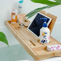 Plateau de bain pliable en bambou, table de bain extensible, plateau de bain pour tous les accessoires de bain, cadeau de luxe parfait pour se détendre