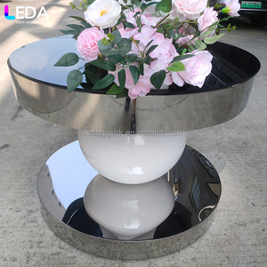 Table ronde en verre transparent et acier inoxydable miroir LEDA pour événements, réceptions, hôtels et mariages - Product Image 2