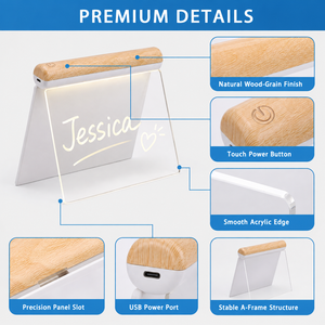 Lavagna Luminosa LED 3D Riutilizzabile con Base in <span class=keywords><strong>Legno</strong></span> e Penne LED per Acrilico e Lavagna Luminosa per Messaggi - Product Image 6
