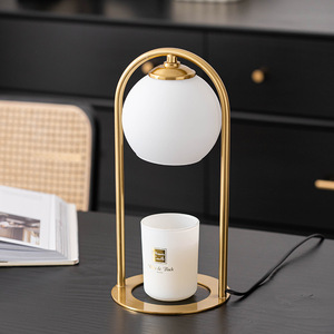 LANJO Chauffe-bougie électrique et brûleur d'arômes, cadre en laiton, lampe en verre dépoli, décoration d'intérieur pour table, lumière d'aromathérapie - Product Image 2