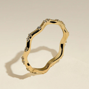 Anillos <span class=keywords><strong>de</strong></span> Diamantes Curvos <span class=keywords><strong>de</strong></span> Oro <span class=keywords><strong>de</strong></span> 14k, Joyería Minimalista, Anillo <span class=keywords><strong>de</strong></span> Plata 925, Resistente al Deslustre, Joyería Impermeable, Anillos Ajustables - Product Image 1