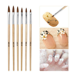 Pinceau à ongles en nylon avec manche en bois, virole sertie, pour sculpture de cristaux et peinture au gel UV, pour manucure - Product Image 3