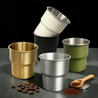 Tasse à café rétro vintage en métal 10 oz, empilable, en acier inoxydable, pour expresso, latte, bière, eau, cortado, cappuccino