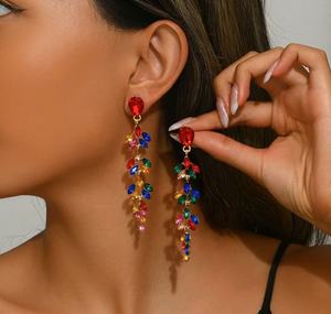 European American Women's Versatile Alloy Diamond <b>Earrings</b> Long Wheat Cross-Border <b>Fashion</b> <b>Hoop</b> Ear Gifts Wholesale 2463 - Product Image 2