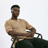 VSCOO Stylish Classic Großhandel Custom Men Kurzarm Cardigan Sweater Zweifarbiges Strick polos hirt