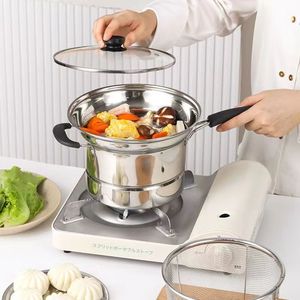 Casserole vapeur multifonction en acier inoxydable avec couvercle et poignées pour la cuisson des légumes, de la viande et des aliments pour bébés - Product Image 1