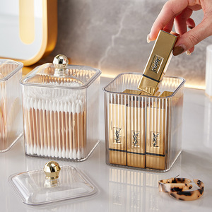 Acrylic Storage Box Rectangular Dustproof Transparent Cosmetic Organizer For Cotton Swabs Pads <b>Makeup</b> Desktop <b>Dressing</b> <b>Table</b> - Product Image 3