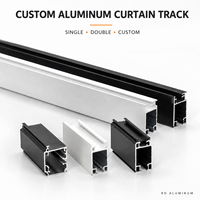 Profilé de rail de rideau en aluminium série 6000 RD 6063-T5, glisseurs silencieux robustes, anodisé argenté, fente V/T, rail simple ou double