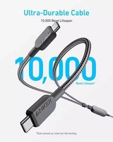 Câble USB C 2-en-1 Anker de bonne qualité, 4 pieds, USB C vers USB C, ultra-résistant, charge rapide 140W max pour iPhone 15