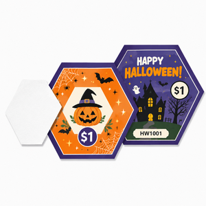 Tarjetas de Juego con Forma de Polígono para Halloween y Navidad, Aceptables para OEM, Tarjetas con Pestañas para Raspar, Boletos para Abrir - Product Image 1
