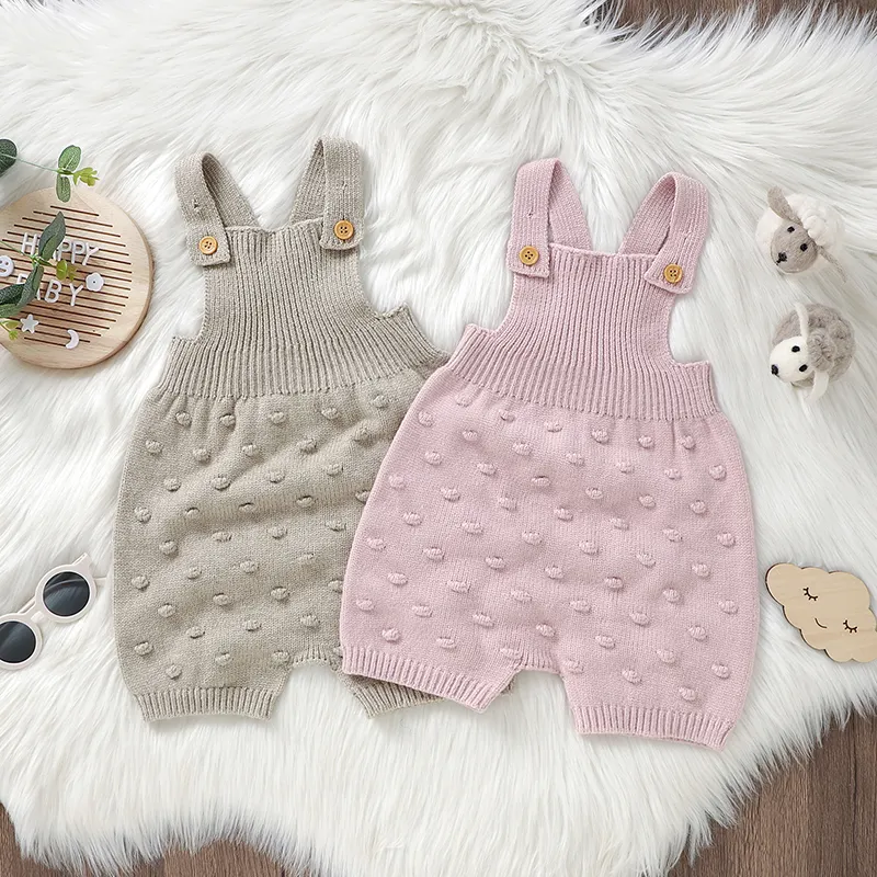 Wholesale Blank Clothes Baby Knitted Sweater Bubble Romper Sleeveless