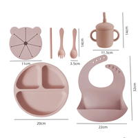 Noël divisé nourriture bol d'alimentation bavoirs Silicone bébé plats enfant dîner aspiration bébé vaisselle assiette Sippy tasse ensemble avec couvercle