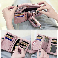 Dompet Kulit Lipat Kecil Wanita dengan Pelindung RFID, Dompet Tangan Wanita dengan Tempat Kartu, Jendela ID, dan Kantong Koin