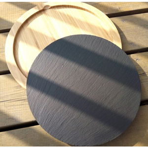 Stone Slab Serving <b>Board</b> With Wooden Frame For Steak BBQ Pizza Platter Dishware Set - Product Image 4