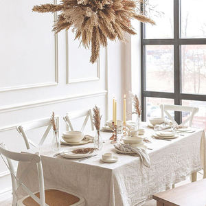 Hemstitch màu be Cotton <span class=keywords><strong>Linen</strong></span> Khăn trải bàn tiệc cưới tái sử dụng có thể giặt bảng vải cho các sự kiện ăn tối tùy chỉnh bảng bao gồm - Product Image 6