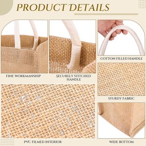 Recycled Buralp Linen Grocery Mini Small Jute <strong>Bag</strong> OEM With Handles <strong>for</strong> <strong>Bridesmaid</strong> <strong>Wedding</strong> Party Beach Shopping DIY Trip - Product Image 6