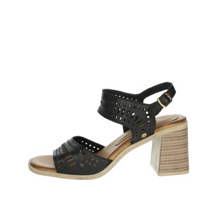 Sandali da donna neri alla moda con tacco comode scarpe da sposa 160792 in raso e pelliccia con punta quadrata - Product Image 1