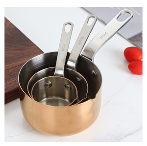 <b>Model</b> <b>D</b> SUS 304 Stainless Steel Sauce Milk Water Scoop Heating Pot with V Flow Mouth with Copper Plating Surface Vintage Style - Product Image 5