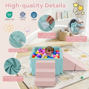 Indoor Soft Play Equipment Ball Pit Playset 3-in-1 <b>Foam</b> Climb and Crawl <b>Blocks</b> Zipper with Suede Fabric Cover For Toddlers Gifts - Product Image 6
