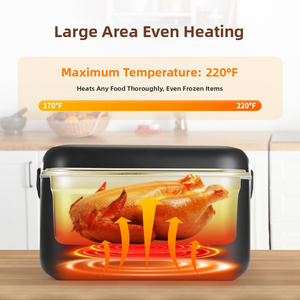 Boîte à lunch <span class=keywords><strong>chauffante</strong></span> électrique portable de 1,3 L, alimentée par <span class=keywords><strong>batterie</strong></span> rechargeable, chauffe-aliments en acier inoxydable, bol à riz anti-fuite - Product Image 2