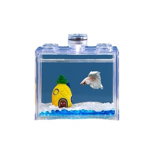 Réservoir de bureau Thai Betta Petit poisson d'ornement Animal vivant Empilable Lego Blocs Aquarium 6 Trous Haute Transparence - Product Image 5