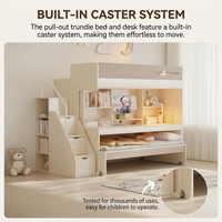 Lit mezzanine moderne pour enfants avec bureau, rangements et escalier – Lit superposé en bois pour gagner de la place dans la chambre