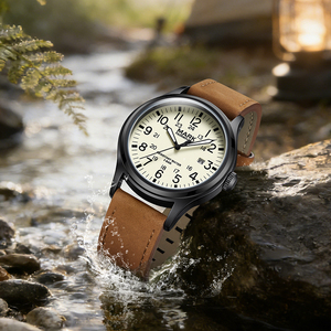 Montre à quartz décontractée MARK FAIRWHALE pour étudiant, étanche 30M, bracelet en <span class=keywords><strong>cuir</strong></span> marron, boîtier mat, verre minéral, pour l'apprentissage quotidien - Product Image 3