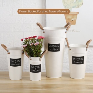 Pots de fleurs Vintage suspendus en métal galvanisé, bac, <span class=keywords><strong>vase</strong></span> de style pastoral avec poignée avec corde, décor mural, jardinière de jardin - Product Image 2