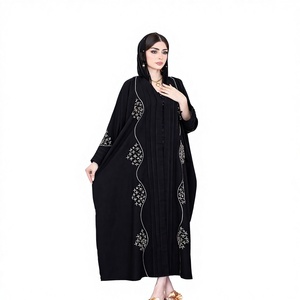 Wholesale Luxury Long <b>Abaya</b> Satin Dress Adults Inspired Turkey Dubai Ruffle Sleeves Custom Designed Muslims Made Silk - Product Image 3