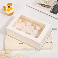 Boîtes en carton ivoire roses personnalisées, de qualité alimentaire, jetables, auto-érectables, pour gâteaux, donuts, pâtisseries et biscuits, avec fenêtre, en matériaux recyclés