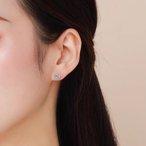 18k altın elmas top küpeler elmas top küpeler Lab yetiştirilen elmas küpe - Product Image 4