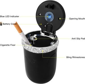 Cenicero Moderno de Plástico para Coche SAVORI, Portátil, Elegante, Sin Humo, con Soporte para Vasos, Luz LED Azul, Accesorios para Hombre y Mujer - Product Image 6