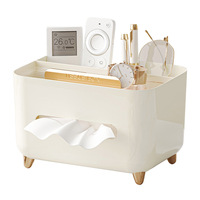 Boîte à mouchoirs multifonctionnelle tout-en-un avec pieds de support, pour salon, bureau, compartiment de rangement pour articles divers