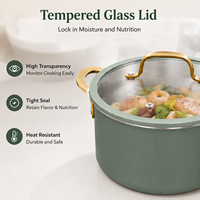 Lot de 8 casseroles classiques en acier inoxydable 2 plis avec fond brasé, couvercles en verre, compatibles induction et lave-vaisselle – Vente en gros directe usine