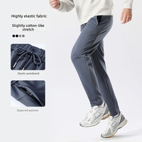 Celana Jogger Pria Kustom Cepat Kering Bahan Polyester Spandex Pinggang Elastis Celana Olahraga Bordir Gaya Kasual OEM ODM