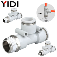 YIDI Raccord rapide en laiton PD, connecteur d'accessoires de compresseur, raccord pneumatique BSP R mâle en T 4mm 6mm 8mm 10mm