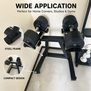 Support <span class=keywords><strong>de</strong></span> rangement réglable en hauteur pour haltères avec plateau multi-niveaux et fentes pour haltères, idéal pour l'entraînement <span class=keywords><strong>de</strong></span> force à domicile - Product Image 6