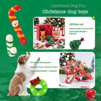 Jouet à mâcher de Noël pour chien en gros, jouet interactif incassable en vinyle avec son couineur, anti-ennui pour chiot, coffret cadeau de Noël
