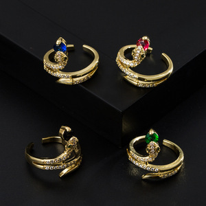 Anel punk de dedo 18k para homens e mulheres, anel gótico ajustável de animais, cobra, anel de zircônia - Product Image 2