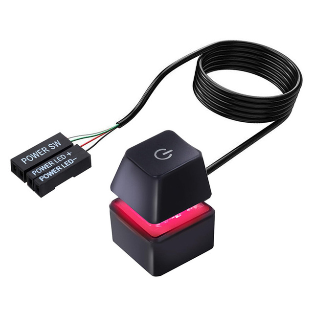 Computer External Switch Button Power Cable LED Light PC Motherboard Desktop External Start Power On/Off Button for Home Office