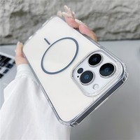 Coque de téléphone transparente de luxe pour iPhone 18 17 15 14 13 12 11 Pro Max 16 Plus, compatible avec la charge sans fil magnétique, coque arrière transparente