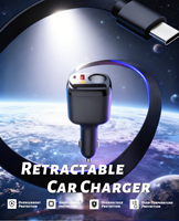 Pengisi Daya Mobil 78W 12-24V Kabel Dapat Ditarik Pemantauan Pengisian Cepat Khusus USB Tipe C Port Pemantik Rokok Kompatibel Apple