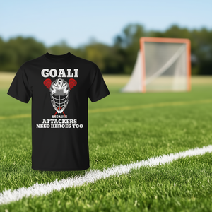 T-shirt pour homme noir de Goali Lacrosse Player, car les attaquants ont aussi besoin de héros - Product Image 3